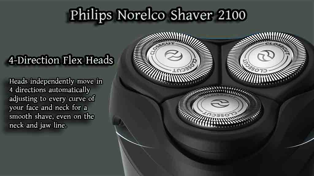 Norelco 2100 flexible shaving heads.