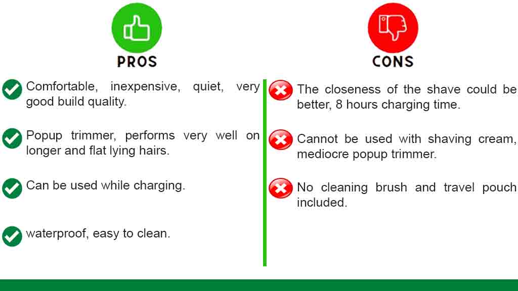 Pros and Cons, Philips Norelco Shaver 3100 (S3310/81) Review